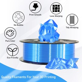 OEM MIKA3D 1KG Silk Shiny Sapphire Blue PLA 3D Printer Filament, Widely Support for Most 3D Printing Printer, 2.2lbs 1.75mm Silk PLA 3D Printing Material