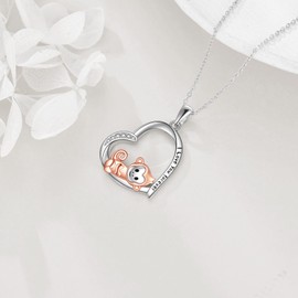 POPLYKE Affe Halskette 925 Sterling Silber Affe Herz Anhänger Nette Tier Schmuck für Damen