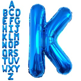 40 Inch Blue Letter K Balloons, DIY Phrase Foil Alphabet Letter K Balloons DIY Word K Banner for Birthday Anniversary Celebration Graduation Party Supplies Decoration
