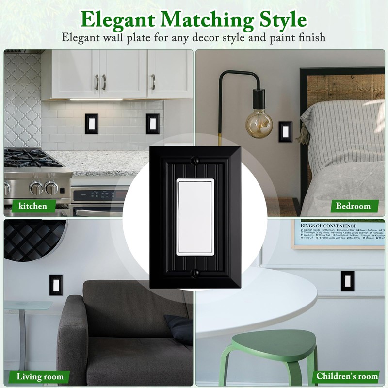 Beadboard Outlet Covers Wall Plates, Bamboo Fiber Light Switch Covers,