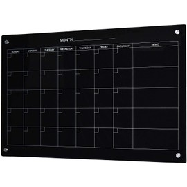 Audio-Visual Direct Magnetic Black Glass Dry-Erase Board Set (3' x 2', Calendar Black)