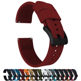 BARTON WATCH BANDS, 19mm Crimson Red - Elite Silicone Watch Bands - Black Buckle Quick Release