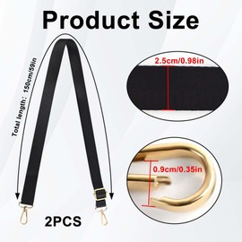 RAFIYU 2 Pcs Universal Replacement Shoulder Strap, 2.5cm Wide Black Bag Strap, Adjustable Shoulder Straps, Shoulder Strap Accessories on Shoulder Bags Handbags