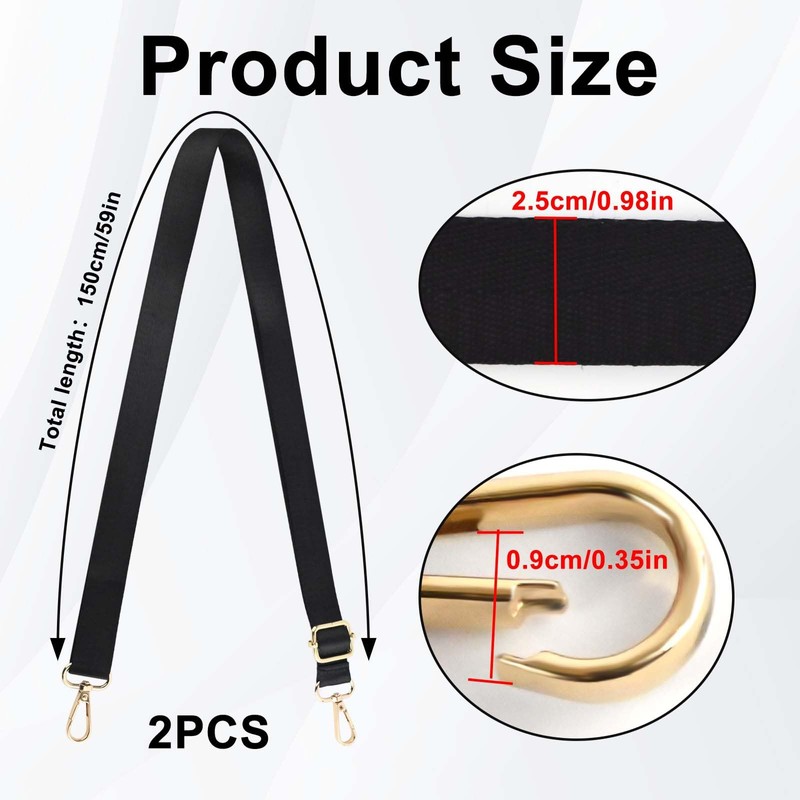 RAFIYU 2 Pcs Universal Replacement Shoulder Strap, 2.5cm Wide Black