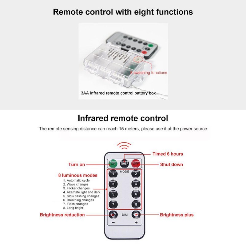 LED Fairy Lights Battery Powered 6 m 40 LEDs Remote