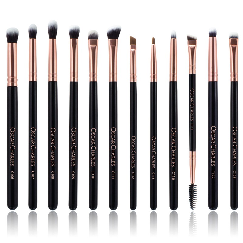 Oscar Charles Rose Gold Eye Makeup Brushes Set 12 Makeup
