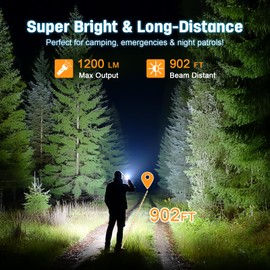 Yanfoam Rechargeable Flashlights High Lumens - 1200LM Small Powerful Tactical Flashlight with 5 Modes, High Powered Zoomable LED Flash Light for Camping, Outdoor, Hiking, Home, Emergencies