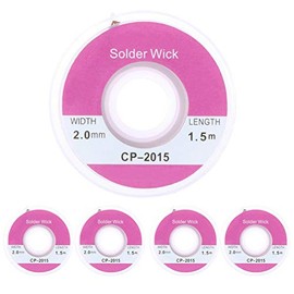 5 Rolls 2mm x 5ft Desoldering Braid Wick Solder Remover with No Residue Rosin Flux