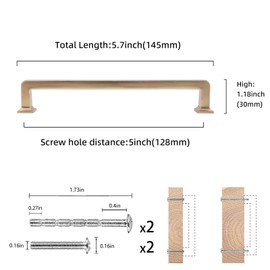 COTYKILEY 10 Pack 5 Inch(128mm) Champagne Bronze Kitchen Cabinet Handles Brushed Brass Cabinet Pulls Cabinet Door Handles Gold Kitchen Cabinet Hardware Cupboard Drawer Pulls Dresser Handles