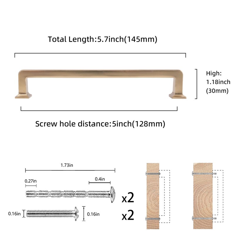 COTYKILEY 10 Pack 5 Inch(128mm) Champagne Bronze Kitchen Cabinet Handles