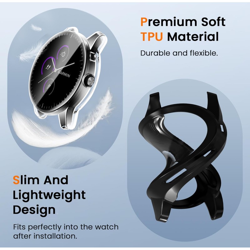ivoler 3 Pieces Case with Screen Protector for Garmin Vivoactive