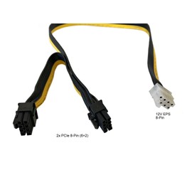 AYA 30" (30-inch) EPS 12V 8-Pin to Dual PCIe 8-Pin (6+2Pin) Male CPU Power Adapter