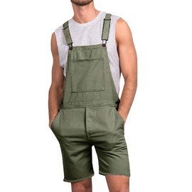 Runcati Mens Casual Bib Overall Shorts Lightweight Cotton Loose Fit Denim Jumpersuit Walkshort Pockets Rompers