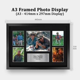 HWC Trading Sam Neill & Laura Dern Jurassic Park Gifts Printed Signed Autograph Picture Display for Movie Memorabilia Fans - A3 Framed
