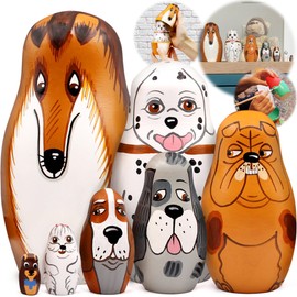 AEVVV Dog Nesting Dolls Set of 7 pcs - Matryoshka Nesting Dolls with Dog Figurines - Nesting Dolls Dog Breeds - Gifts for Dog Lovers - Dog Themed Gifts