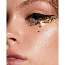 4 Pieces Face Glitter Stone Gold Face Gemstones Stickers Glitter Rhinestones Face Makeup and Golden Glitter BFG34x4