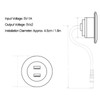 Power Grommet, 5V Recessed Dual USB Charging Ports Grommet USB