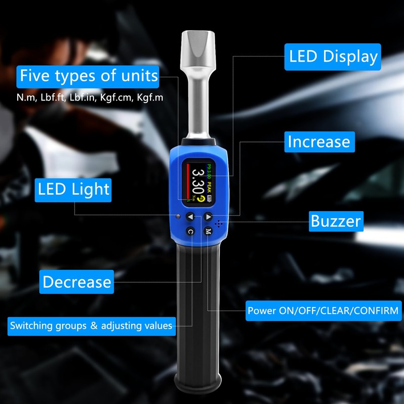 Adjustable Digital Torque Wrench, Hvac Torque Wrench 5-99.6Ft-lbs/6.8-135Nm