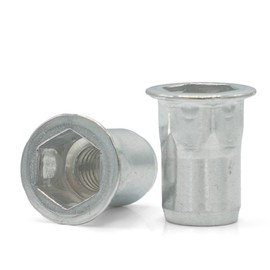 1/4-20 Thinwall Half Hex Low Profile Head Rivet Nut - Aluminium (100)
