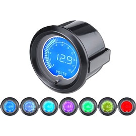 LEVANLIGHT Black 7 Color LED Display Volt Voltmeter Gauge 8~18V for Car Truck | 7 Adjustable Color LED | Dual Digital Analog Output|2-1/16" 52mm