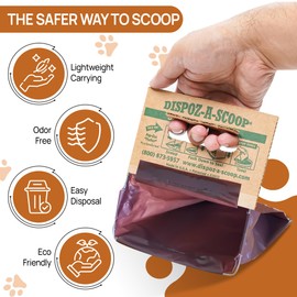 Dispoz-A-Scoop® 48 Pack"Scoop-Seal-Dispose” Dog Pooper Scooper with Bag Attachment, No-Touch Pooper Scoopers Solution, Portable Pooper Scooper for Dogs Large and Small, Dog Poop Scooper for Yard Walk