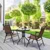 3-Piece Bistro Set, Patio Dining Furniture Set, Round Textured Glass