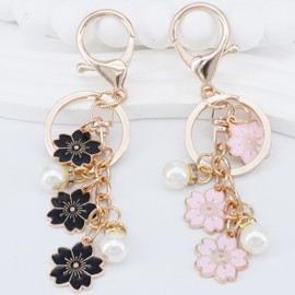 GOGZBD Keychain Cherry Strawberry Bag Charms for Handbag Purse Wallet Key Chains Accessories Heart Flower Daisy Key Rings, Gold, Medium