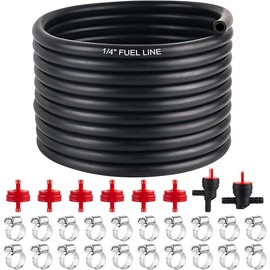 1/4 Inch ID 15 Feet Fuel Line Hose for Snow Blowers Lawn Mowers Tillers Motorcycles Mini Bikes Snowmobiles with 6 Fuel Filter 20 Stable Heavy Duty Clamps