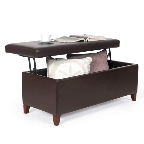 Adeco 42 Inch Storage Ottoman Bench for Livingroom Bedroom End