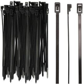 Harrier 8-inch Reusable UV Resistant Nylon Cable Zip Ties, Black, 250-Count