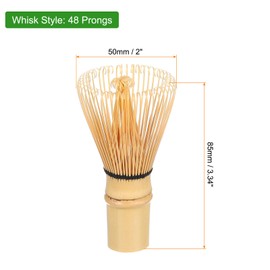 HARFINGTON Matcha Green Tea Whisk 48 Prongs Japanese Bamboo Whisk Chasen Preparing Matcha Powder Brush Tool Tea Traditional Scoop, Yellow