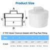 2" PVC Sewer Cleanout Adapter with Plug Pipe Fitting, PVC