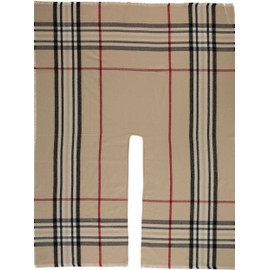 Giorgio Rimaldi® Women's Checked Poncho – High-Quality Cape Made of Pure Polyacrylic – Warming and Skin-friendly – Ideal Winter Accessory – 120 x 150 cm, beige