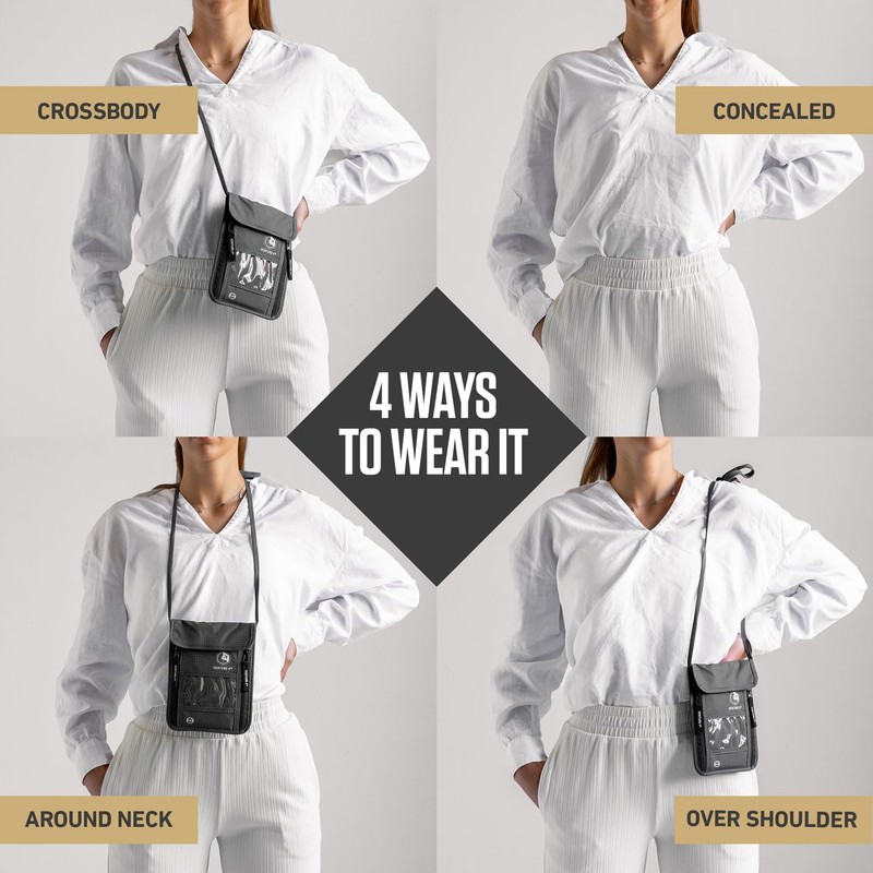 VENTURE 4TH Neck Wallet, RFID Blocking Passport Holder for Travel