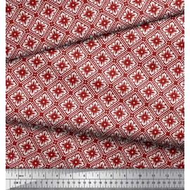 Soimoi Cotton Canvas Fabric Floral & Geometric Ethnic Decor Fabric Printed metre 42 Inch Wide