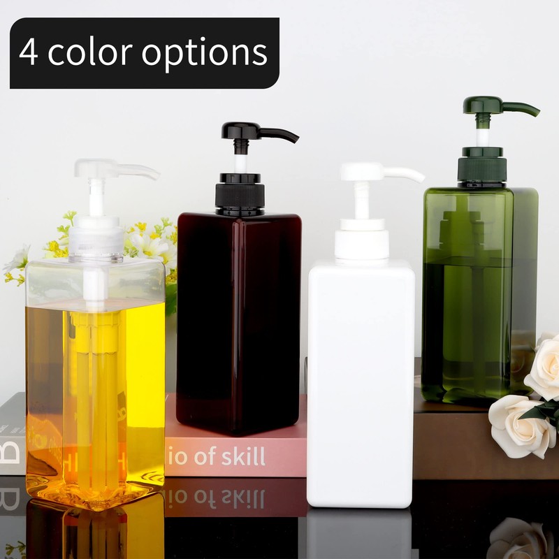 Pump Bottle Dispenser 22oz/650ml Jansburg 2Pack Refillable Square Plastic Lotion