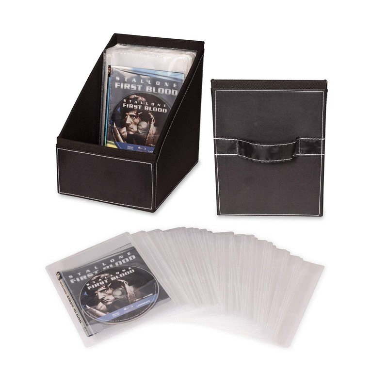 Atlantic Media Sleeve Storage Bin - Leatherette Front, Quality Stitching