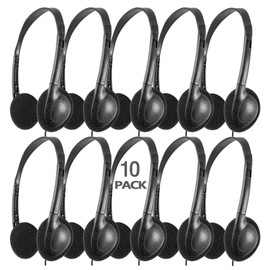 CN-Outlet - Paquete de 10 auriculares escolares a granel para estudiantes de aula, niños, niños, niñas, adolescentes y adultos (10 negro)