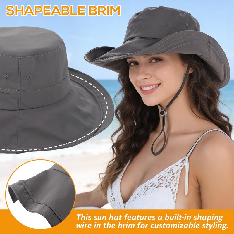 EINSKEY UPF 50+ Women's Sun Hat, Waterproof Wide Brim Bucket