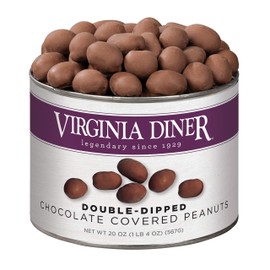 Virginia Diner Double Dipped Chocolatey Covered Virginia Peanuts, Gourmet Natural Gift Tin, 20 Ounce (Pack of 1)