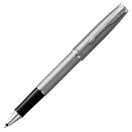 PARKER Sonnet Essentiel Rollerball Pen Stainless Steel Chrome Trim Fine Black Refill - Gift Box