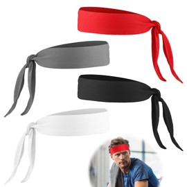 Pack of 4 Headbands, Sports Sweat for Men and Women, Breathable Sports Bandanas, Dri-Fit Head Tie, Adjustable, Quick-Drying Bands for Tennis, Running, Yoga, Outdoor Work