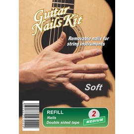 Guitar Nails Refill Soft (2) Medium | Nails for Guitar | Removable | with Double-Sided Tape