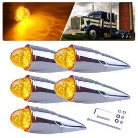 XtraGlow for Grakon 1000 Large Size Cab Marker Roof Running Top Lights Assembly 18 LED Torpedo Watermelon Amber Lights for International Kenworth/Peterbilt/Freightliner/Mack, 5Pcs