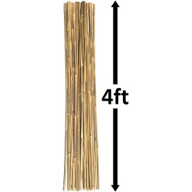 Dlh Western Natural Bamboo Poles, Eco-Friendly Plant Support Garden Stakes 4ft Long, Diameter of 3/8" (25-Count)