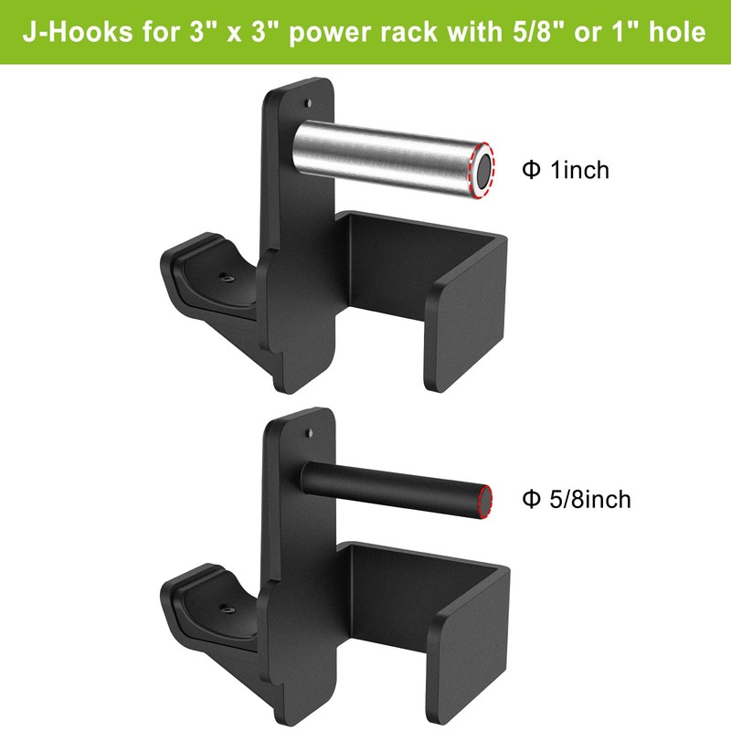 Kipika J-Hooks for 3" x 3" Power Rack with 5/8"