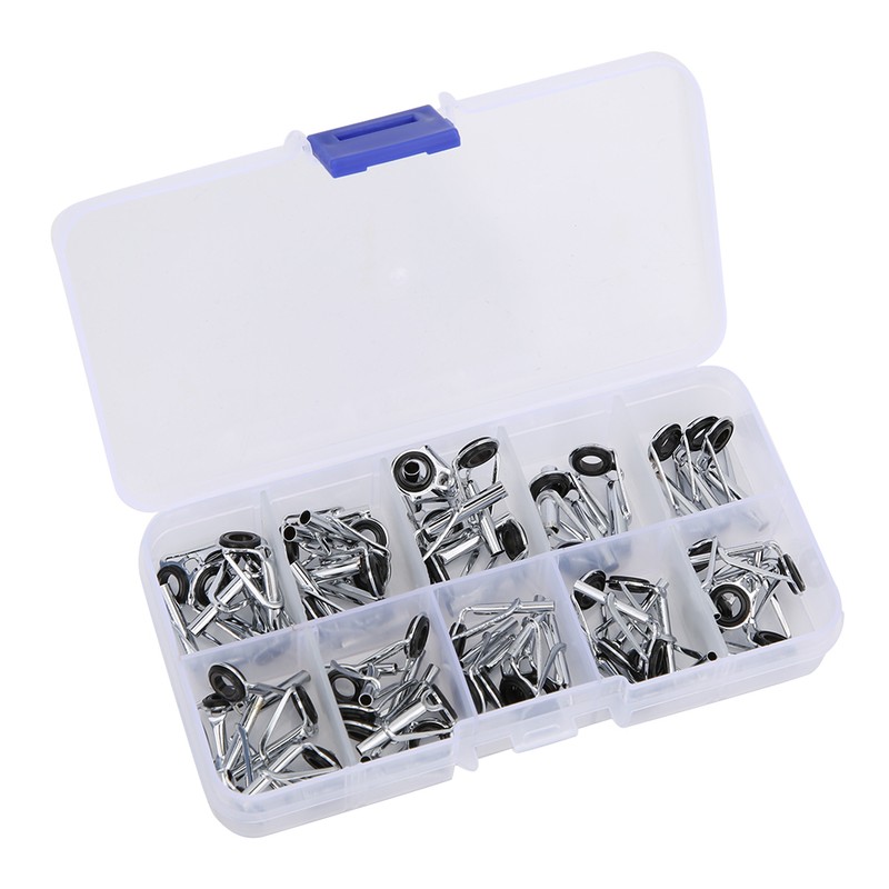 54 pcs Stainless Steel Fishing Rod Guides Tip Rings with