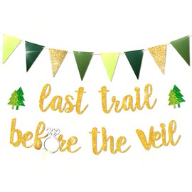 2 PCS Mountain Bachelorette Party Last Trail Before The Veil Sign Banner Hiking Camp Bachelorette Banner Party Supplies r for Wedding Bridal Shower