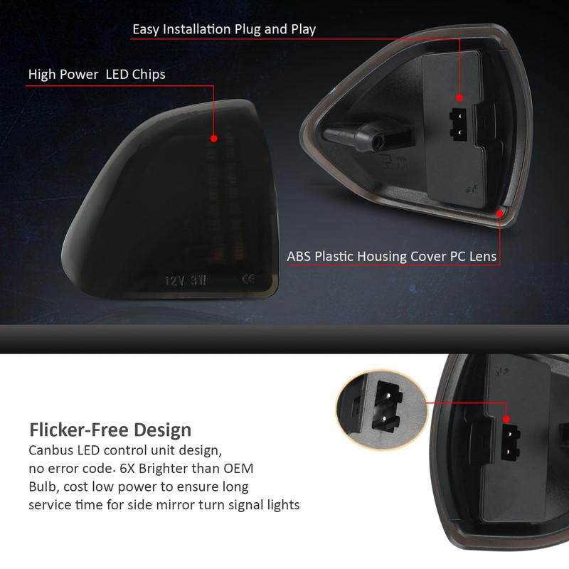 D-Lumina LED Side Mirror Turn Signal Puddle Lights Kit Driver