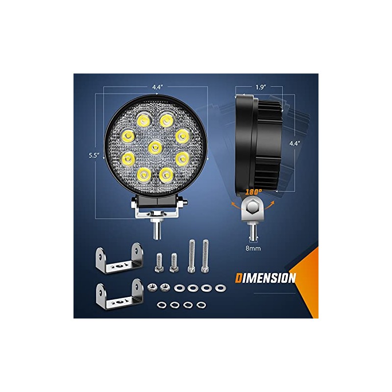 Nilight Juego de 2 Luces Antiniebla Redondas 27 W Impermeables